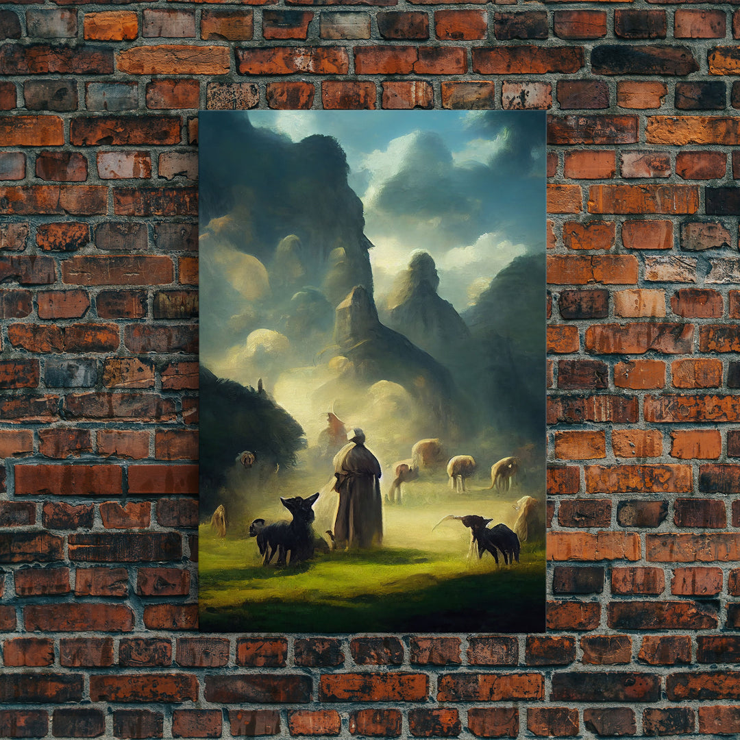 The shepherd and his flock, canvas print