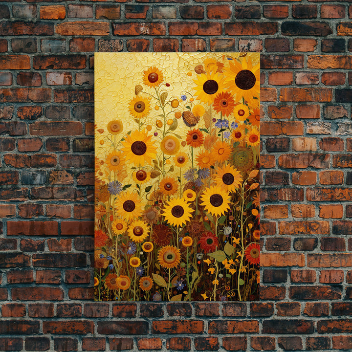 Sunflowers Wall Art, Flower Wall Print, Yellow Flowers, Nature Print, Wildflowers Art, Canvas Print, Wall Art, Vertical Art, Southern Decor