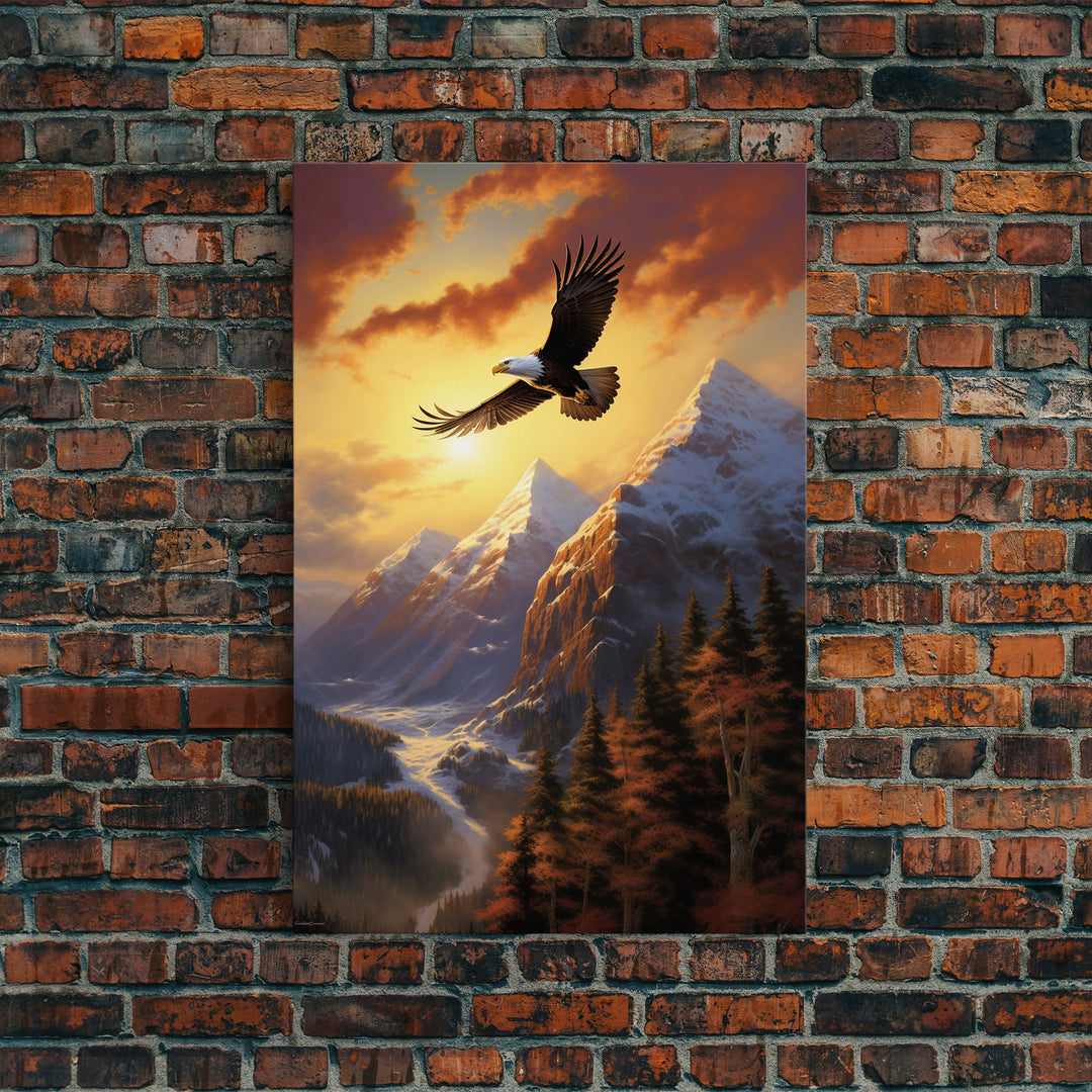 Eagle Wall Art, Mountain Art Print, Animal Art, Nature Print, Canvas Print, Wall Art, Vertical Art, Gift For Boss, Camper Wall Decor