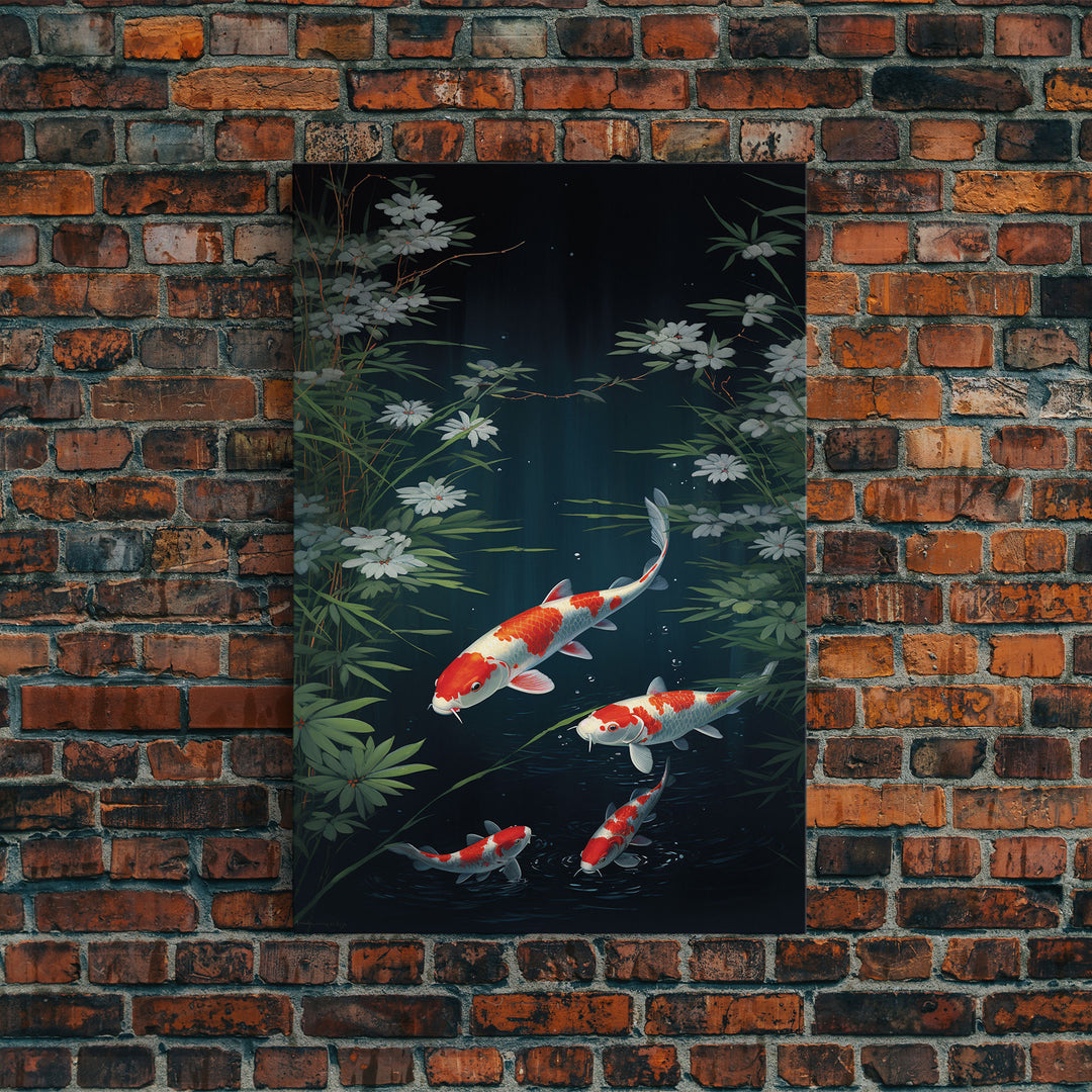 Koi Fish Wall Art, Fish Painting, Zen Wall Art, Fish Wall Art, Nature Print, Canvas Print, Wall Art, Vertical Art, Home Office Art, RV Decor