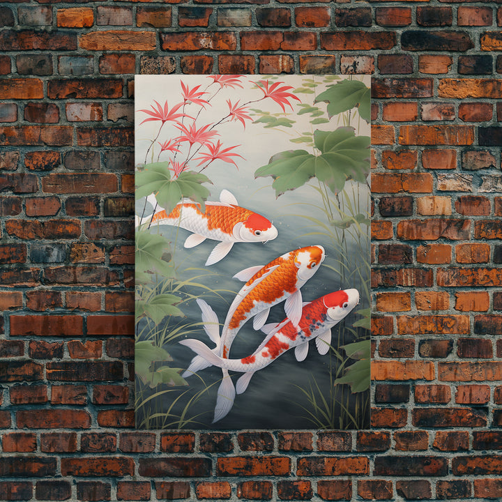 Fish Painting, Zen Wall Art, Koi Fish Wall Art, Fish Wall Art, Canvas Print, Wall Art, Vertical Art, Southern Decor, Office Wall Decor