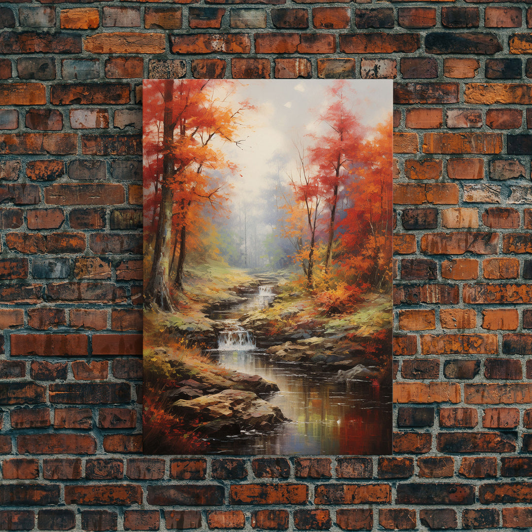 Stream,  Forest Wall Art, Autumn Art Print, Canvas Print, Wall Art, Vertical Art, Nature Wall Art, Business Gift, Above Bed Art, Wall Decor