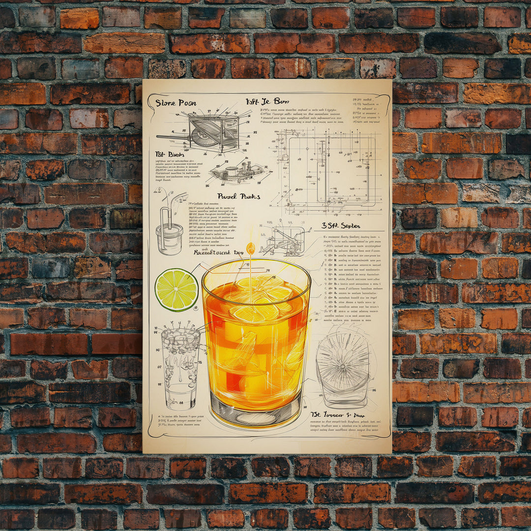 Cocktail Wall Art, Bar Cart Art, Cocktail Gift, Canvas Print, Wall Art, Vertical Print, Dorm Room Art, Kitchen Wall Decor, Friendship Gift