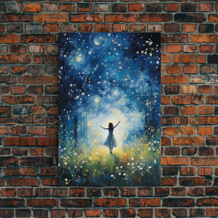 Firefly Art, Fantasy Art, Girl In Forest, Teen Girl Room Decor, Canvas Print, Wall Art, Vertical Print, Unique Wall Decor, Engagement Gift