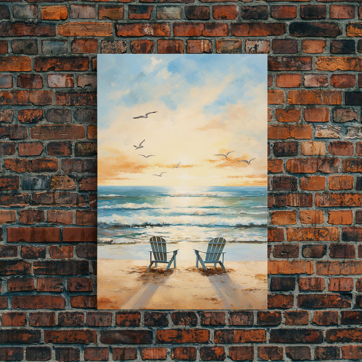 Calming Wall Art, Beach Print, Sunset Art, Relaxing Wall Art, Canvas Print, Wall Art, Vertical Print, Beach Chair, Coastal Wall Decor