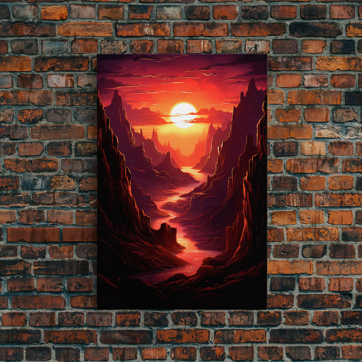 Sunset Wall Art, Fantasy Artwork, River Wall Print, Landscape Wall Art, Canvas Print, Wall Art, Vertical Art, Ranch Decor, Farmhouse Art