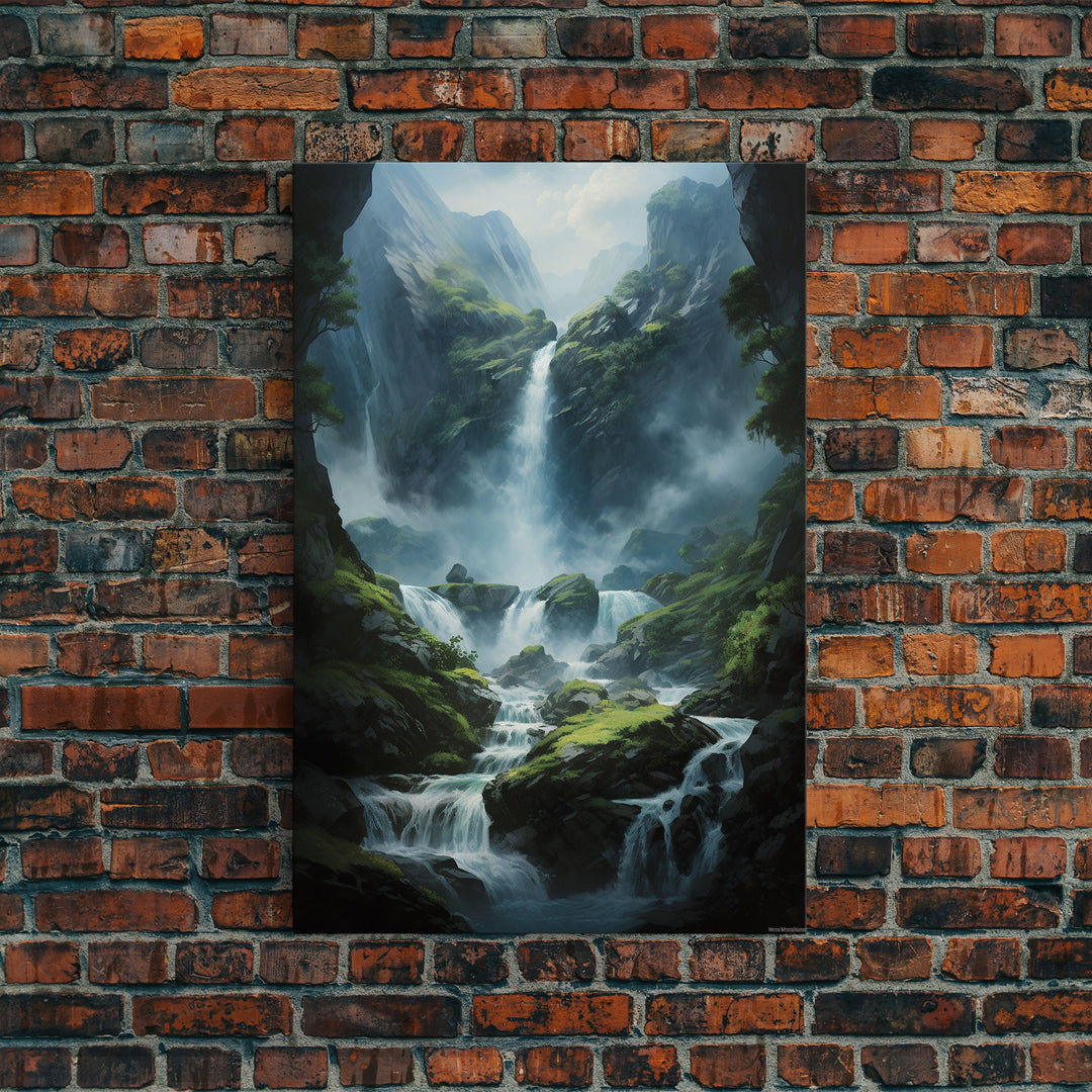 Waterfalls Wall Print, Forest Wall Art, Landscape Print, Canvas Print, Wall Art, Vertical Art, Nature Lover Gift, College Dorm Decor