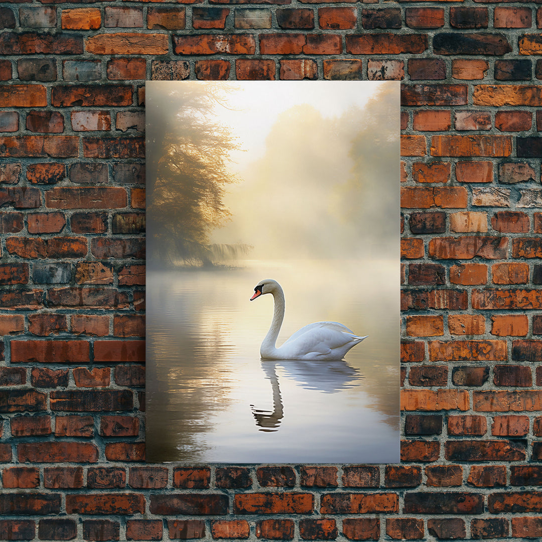 Swan Print, Bird Art, Animal Wall Art, Lake Art Print, Canvas Print, Wall Art, Vertical Art, Couples Gift, Lake House Wall Art, RV Decor