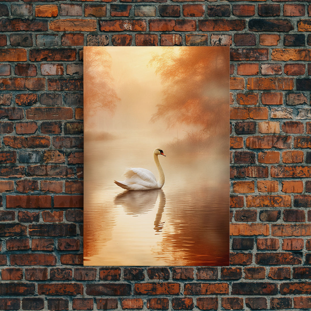 Lake Art Print, Swan Print, Bird Art, Animal Wall Art, Canvas Print, Wall Art, Vertical Art, Wedding Gift, Modern Office Art, Indie Room Art