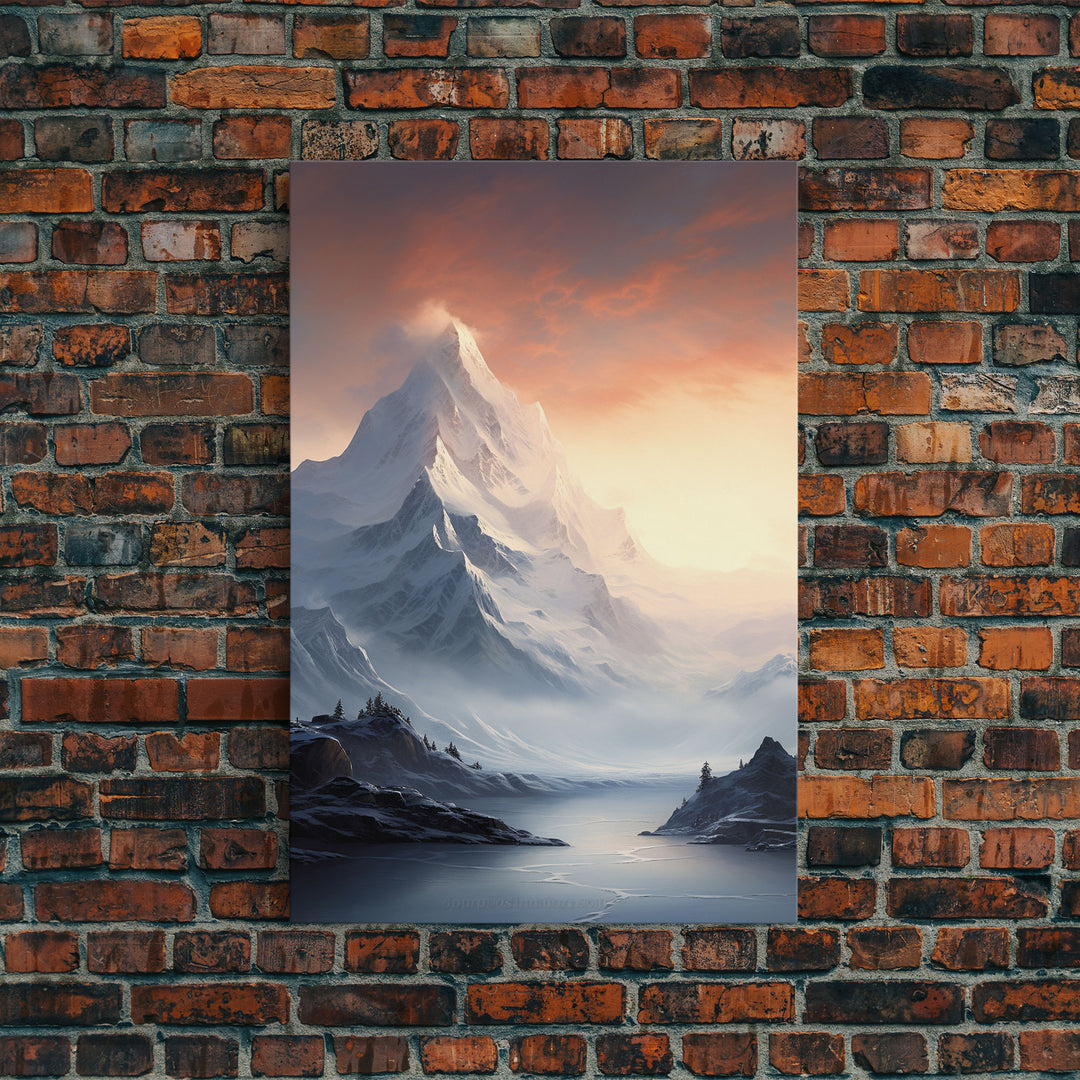 Winter Landscape, Mountains Wall Print, Sunset Wall Art, Canvas Print, Wall Art, Vertical Art, Engagement Gift, Camper Wall Decor, Room Art