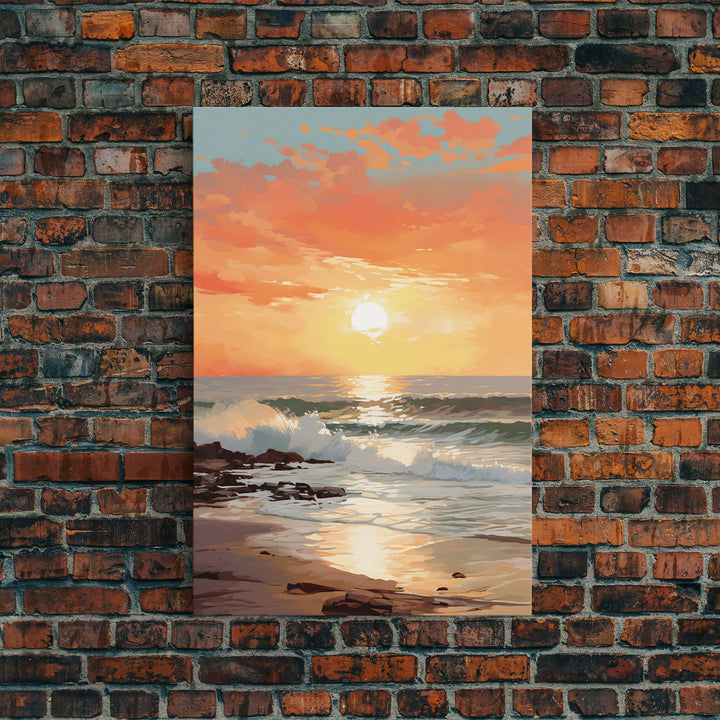 Sunset Wall Art, Beach Art Print, Seascape Wall Art, Canvas Print, Wall Art, Vertical Art, Appreciation Gift, Wall Hanging, Dining Room Art