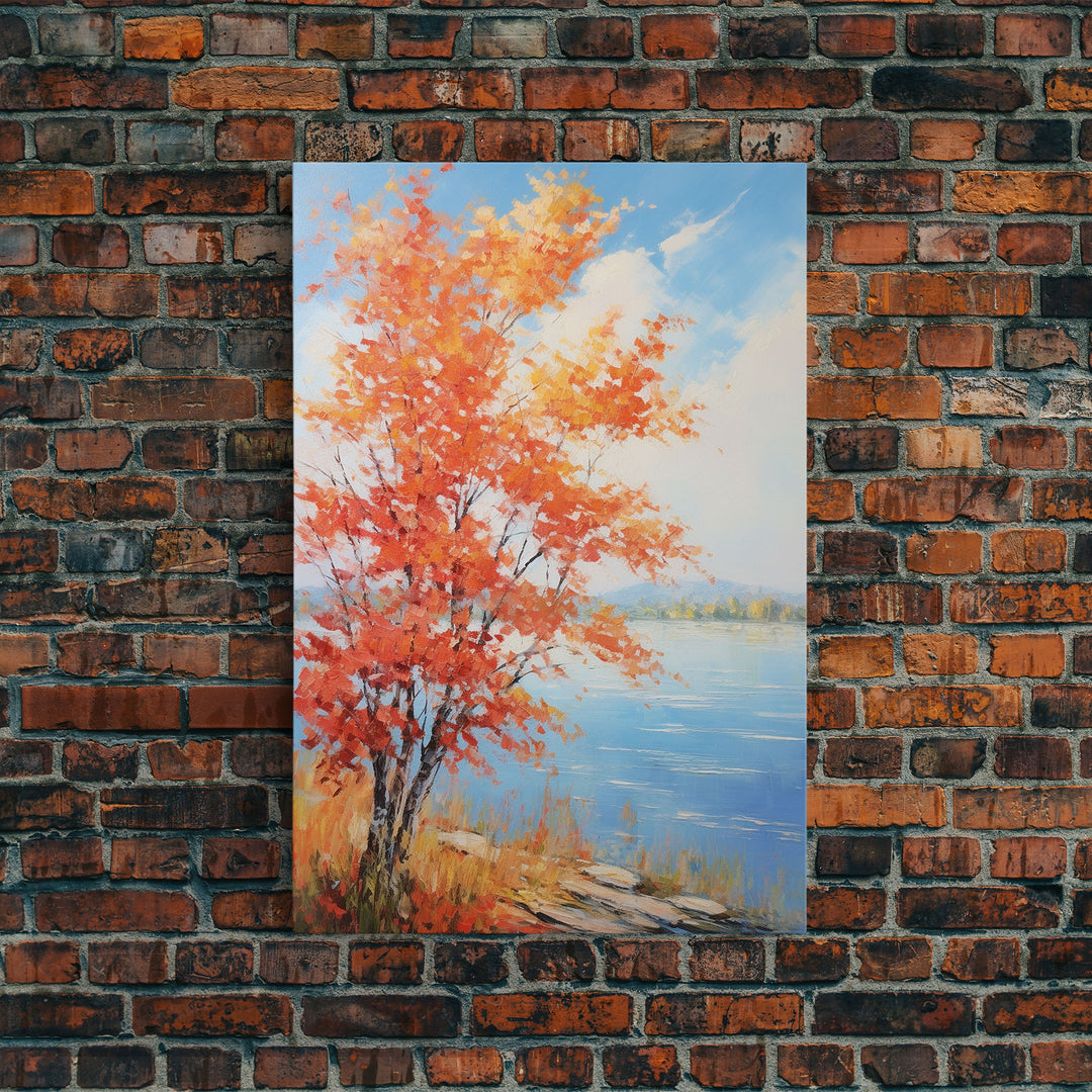 River Wall Art, Fall Art, Trees Wall Art, Landscape Art, Sunset Wall Art, Canvas Print, Wall Art, Vertical Art, Home Wall Decor, Office Art