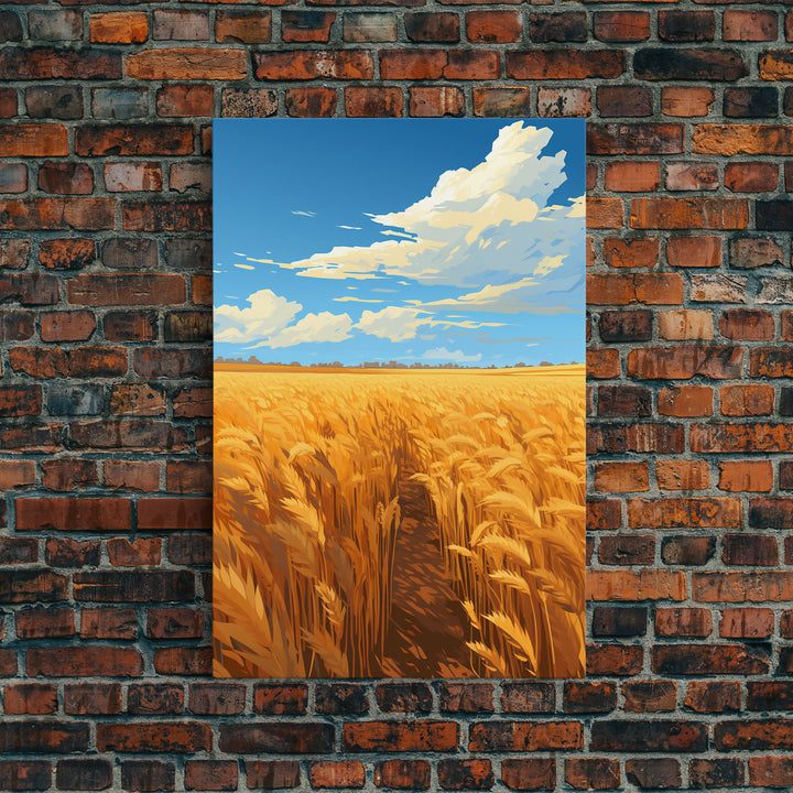 Farm Wall Print, Wheat Feld Wall Art. Countryside Art, Canvas Print, Wall Art, Vertical Art, Couple Gift, Ranch Wall Art, Bedroom Prints