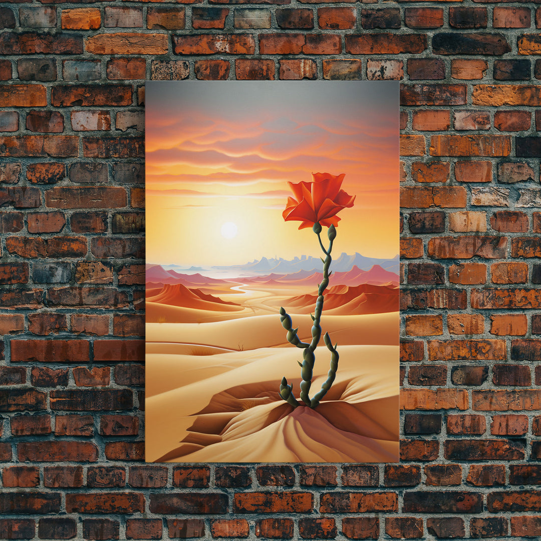 Desert Art Print, Cactus Wall Art, Landscape Art, Sunset Wall Art, Canvas Print, Wall Art, Vertical Art, Unique Wall Decor, Ranch Decor