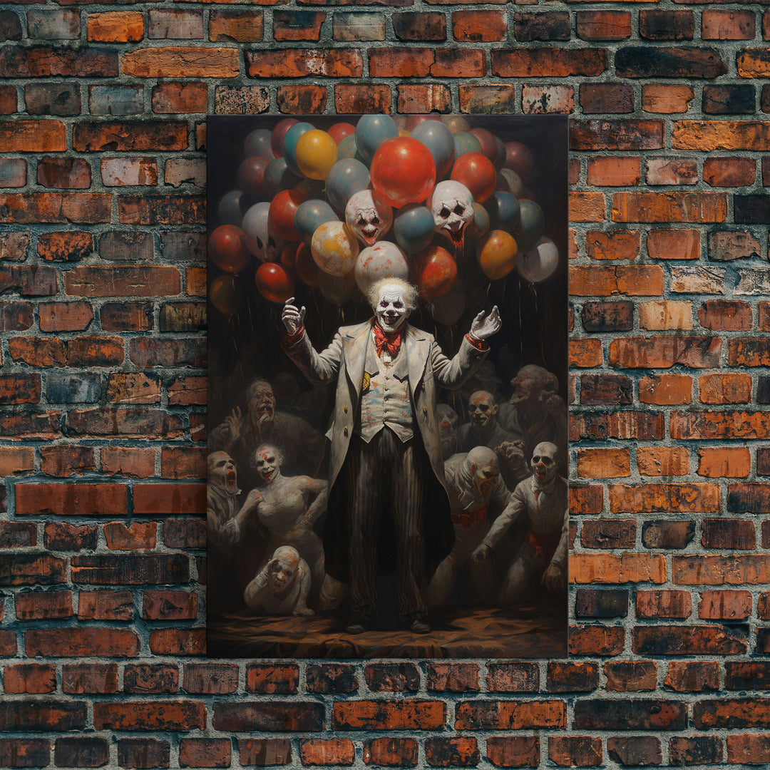 The Cursed Circus, Halloween Canvas Print / Framed Canvas, Victorian Gothic Oil Painting Print, Circus Decor, Macabre Horror Prints