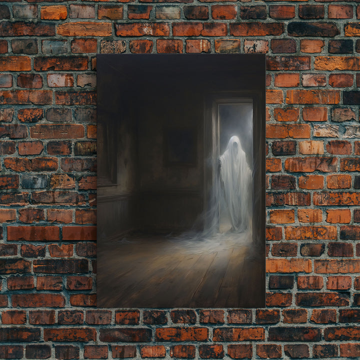 The Ghost In The Doorway, Macabre Halloween Decor, Halloween Poster / Canvas Print, Framed Wall Art, Dark Academia Goth Art