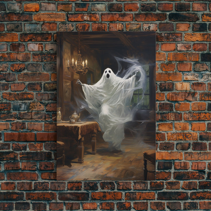 The Haunting On Donahue, Ghost Print, Framed Canvas, Halloween Canvas Print, Horror Print, Macabre Dark Academia Wall Art