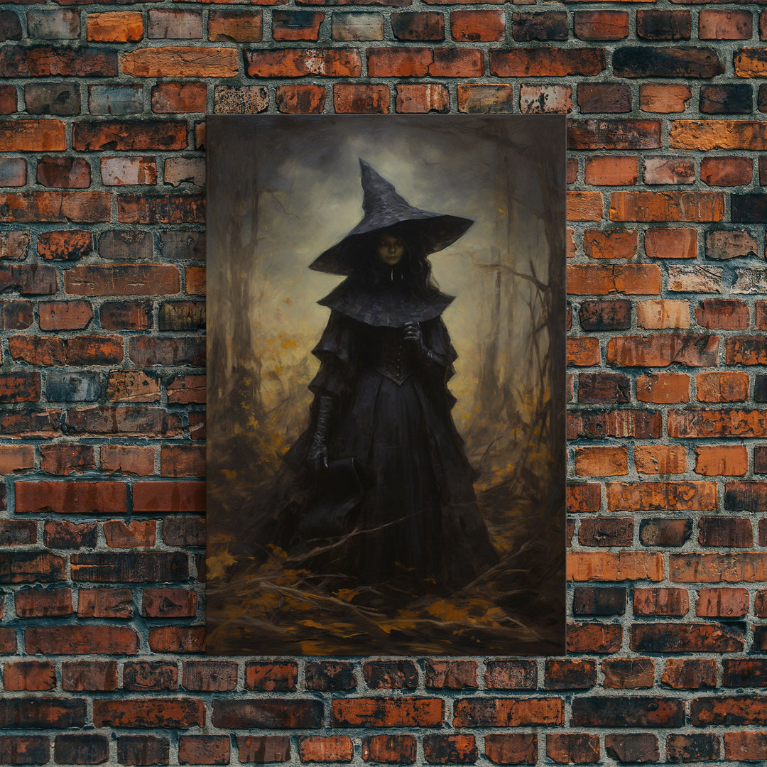 Gothic Witch Art, Framed Halloween Canvas, Canvas Print, Spooky Halloween Wall Art, Halloween Decoration, Witchy Decor