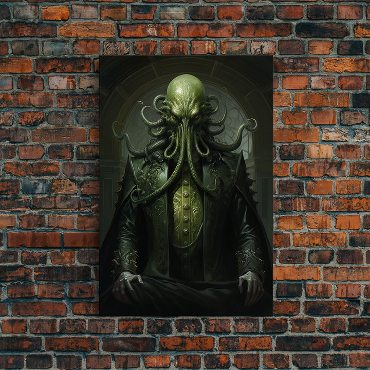 The Demon Cthulhu, Gothic Art, Framed Canvas Print, Halloween Decor, The Gentleman Cthulhu, Goth Art, Demonic Halloween Decor