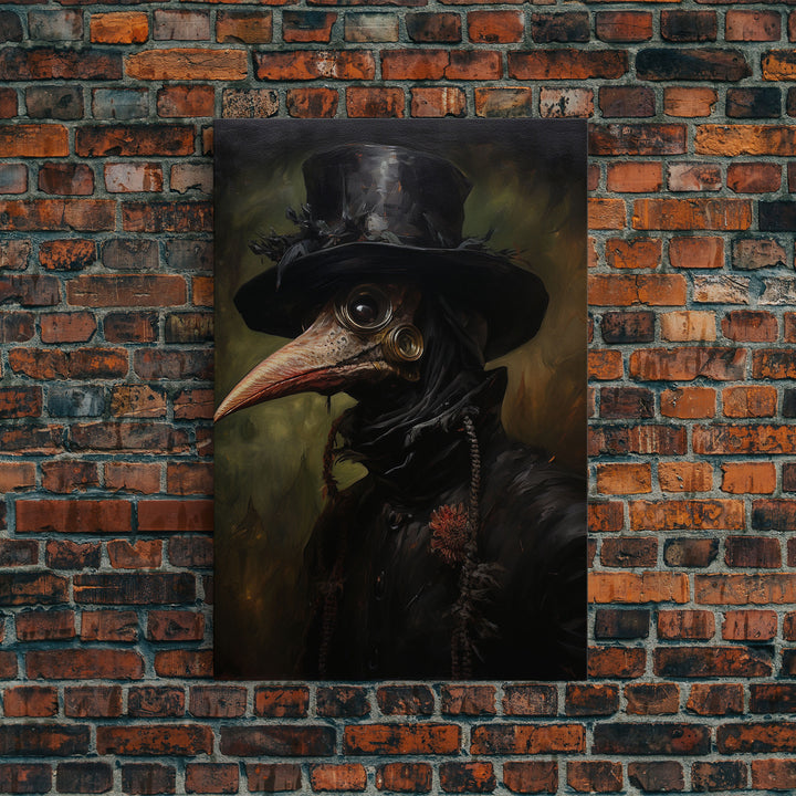 Vintage Plague Doctor Print, Vintage Canvas, Art Canvas Print, Dark Academia, Gothic Plague Doctor, Gothic Victorian Art, Framed Canvas