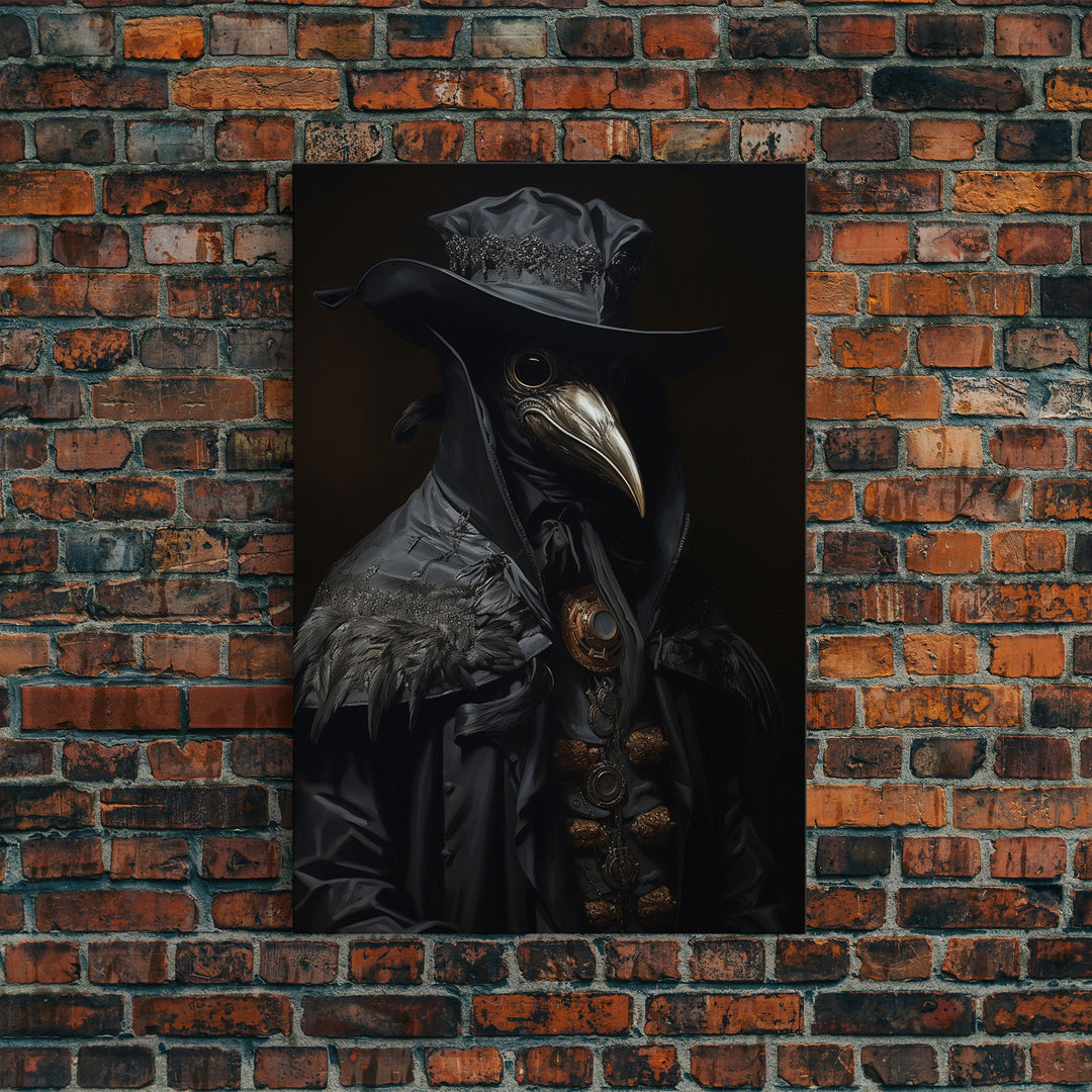 Gothic Plague Doctor Print, Vintage Canvas, Art Canvas Print, Dark Academia, Gothic Plague Doctor, Gothic Victorian Art, Framed Canvas