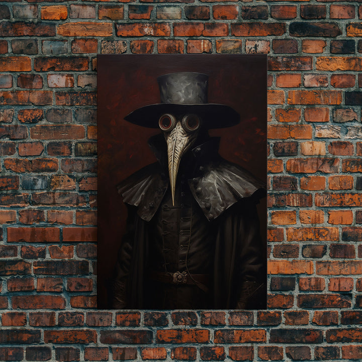 Gothic Victorian Plague Doctor Portrait, Dark Academia, Gothic Art, Framed Canvas Print, Wall Art, Halloween Decoration