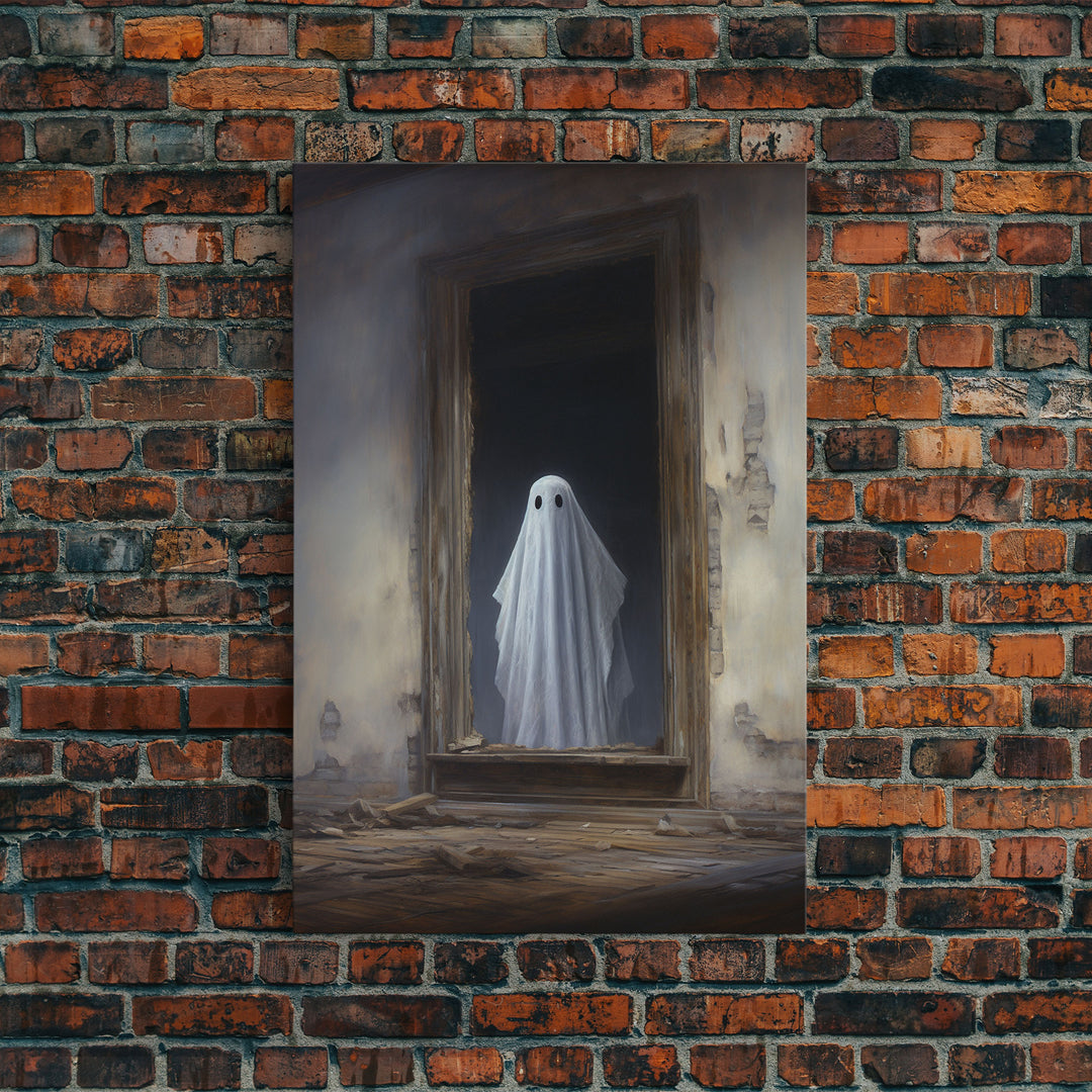 The Ghost In The Mirror, Framed Canvas or Canvas Print, Gothic Victorian Halloween Painting, Cool Halloween Decor, Dark Academia