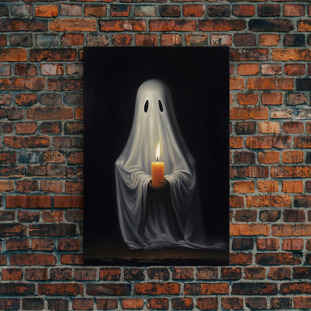 Victorian Halloween Art, Ghost Holding A Candle, Framed Canvas Print or Canvas, Dark Academia, Haunting Ghost, Halloween Decor