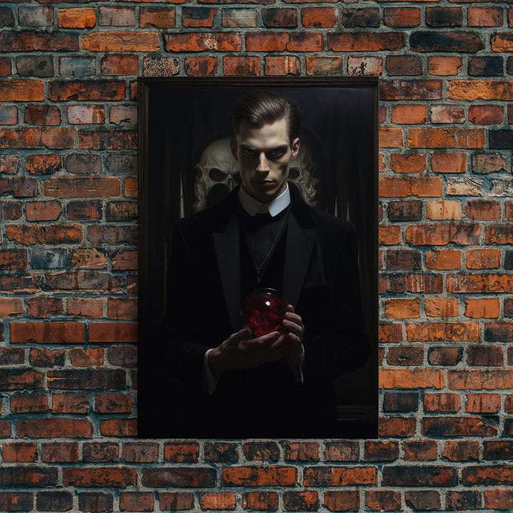 Portrait Of A Vampire Lestat, Framed Canvas Print, Spooky Halloween Art