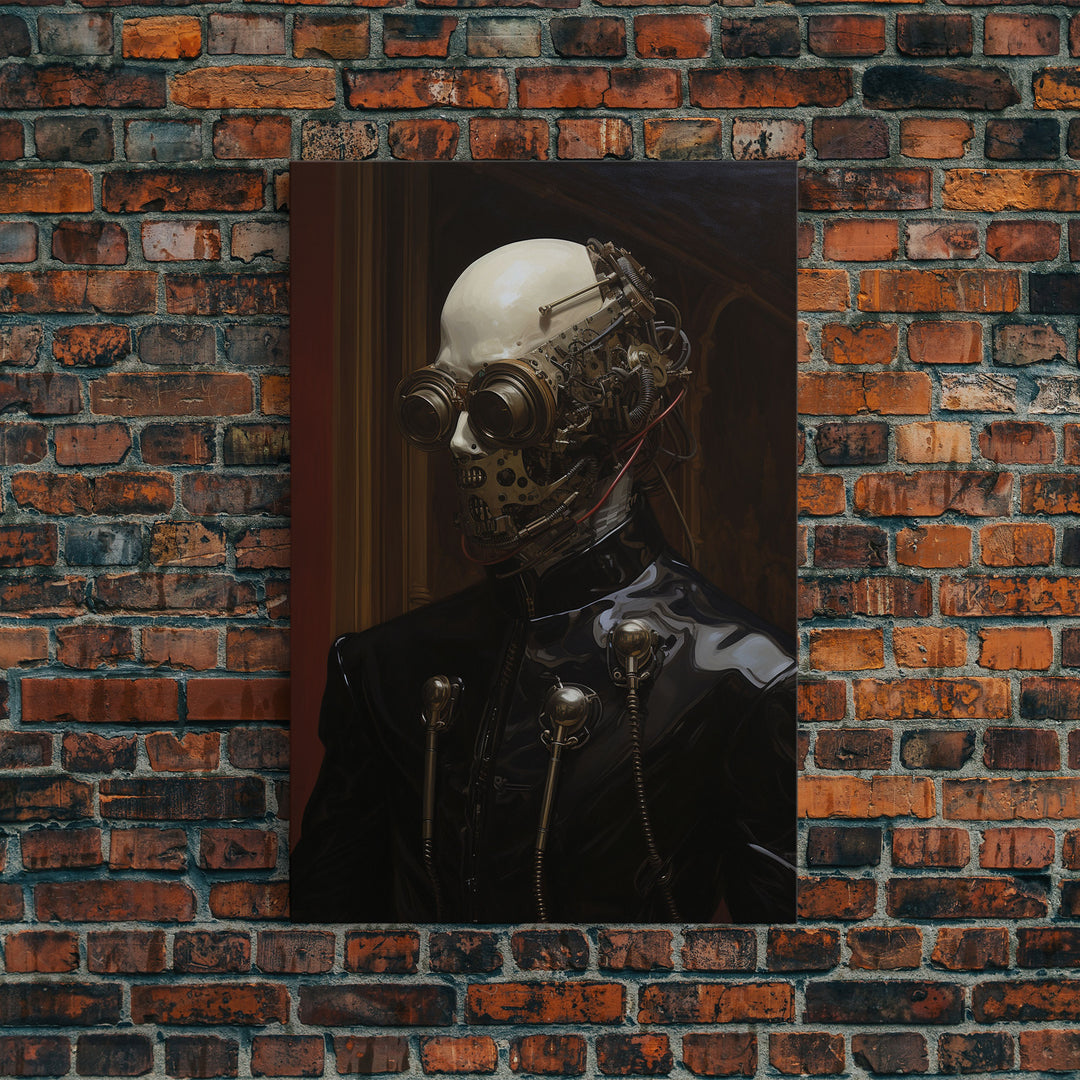 Halloween Cyborg, Creepy Art, Framed Canvas Print, Spooky Home Decor, Halloween Wall Art, Halloween Decorations, Scary Art