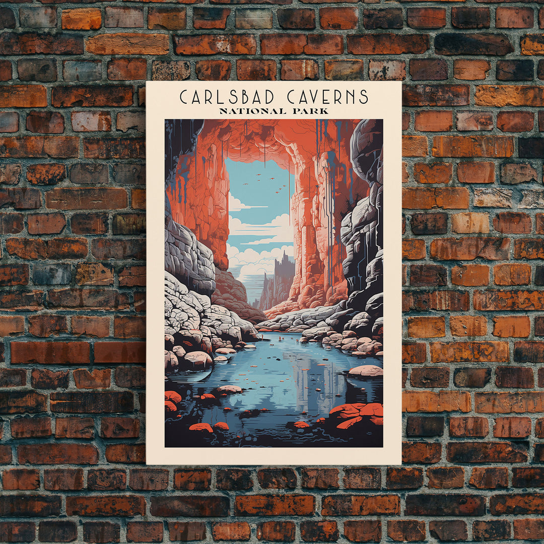 Carlsbad Caverns National Park Travel Poster Print, Canvas Print Wall Art, New Mexico Travel Art, Midcentury Modern Travel Decor