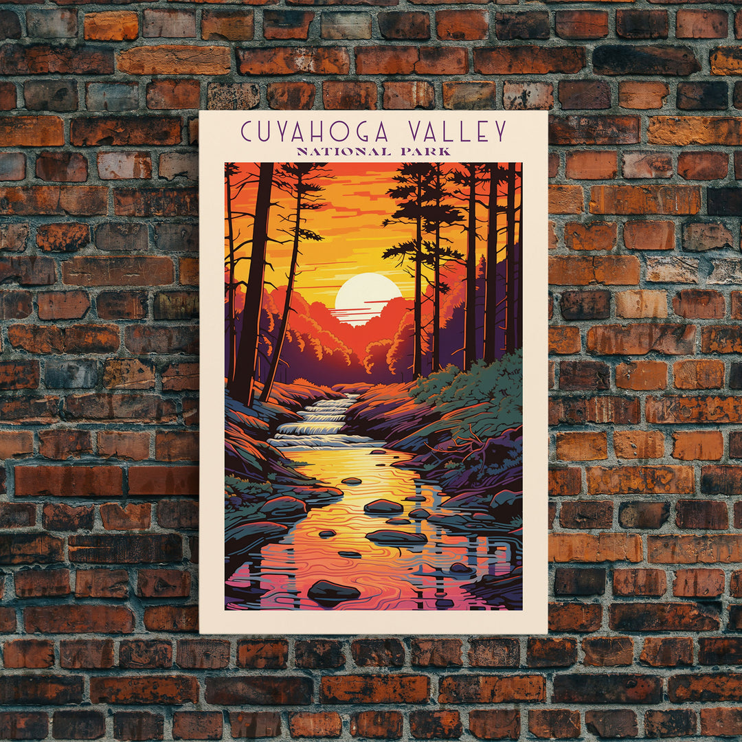 Cuyahoga Valley National Park Ohio Travel Art, National Park Print, Minimalist Travel Art, Midcentury Modern Style Landscape Painting