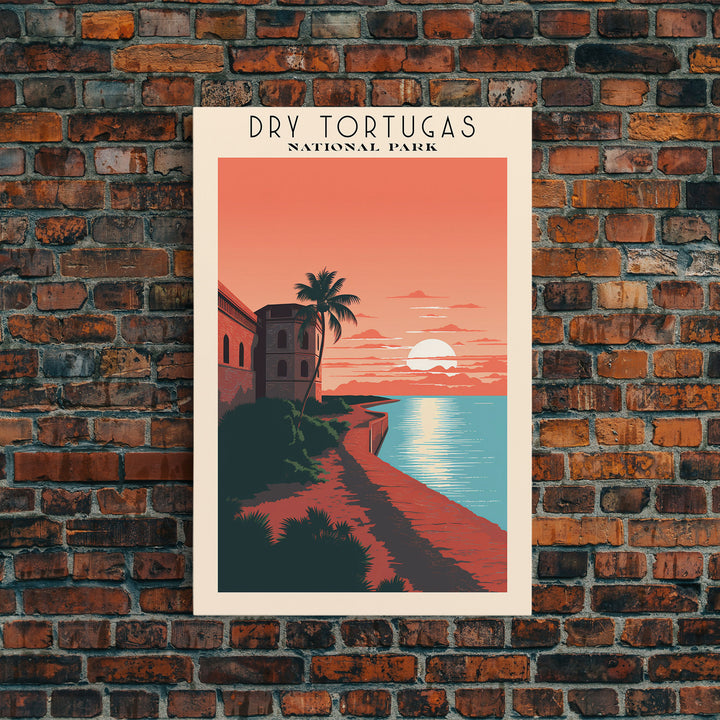 Dry Tortugas National Park Travel Poster Print, Canvas Print Wall Art, Florida Travel Art, Midcentury Modern Travel Decor, MCM Wall Art