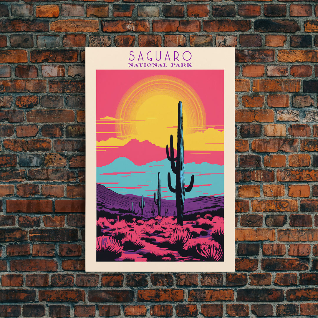 Saguaro National Park Arizona Travel Art, National Park Print, Minimalist Travel Art, Midcentury Modern Style Landscape Painting