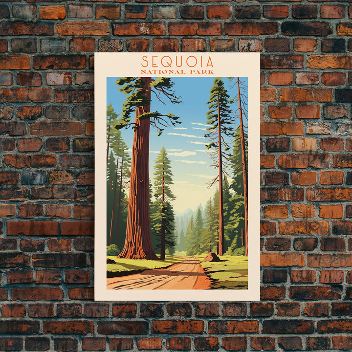 Sequoia National Park California Travel Art, National Park Print, Minimalist Travel Art, Midcentury Modern Style Landscape Painting