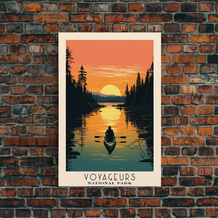 Voyageurs National Park, Minnesota Travel Art, National Park Print, Minimalist Travel Art, Midcentury Modern Retro Style Landscape