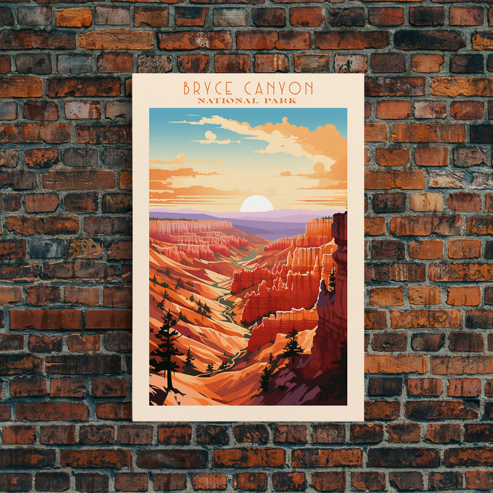 Bryce Canyon National Park Travel Poster Print, Canvas Print Wall Art, Utah Travel Art, Midcentury Modern Travel Decor