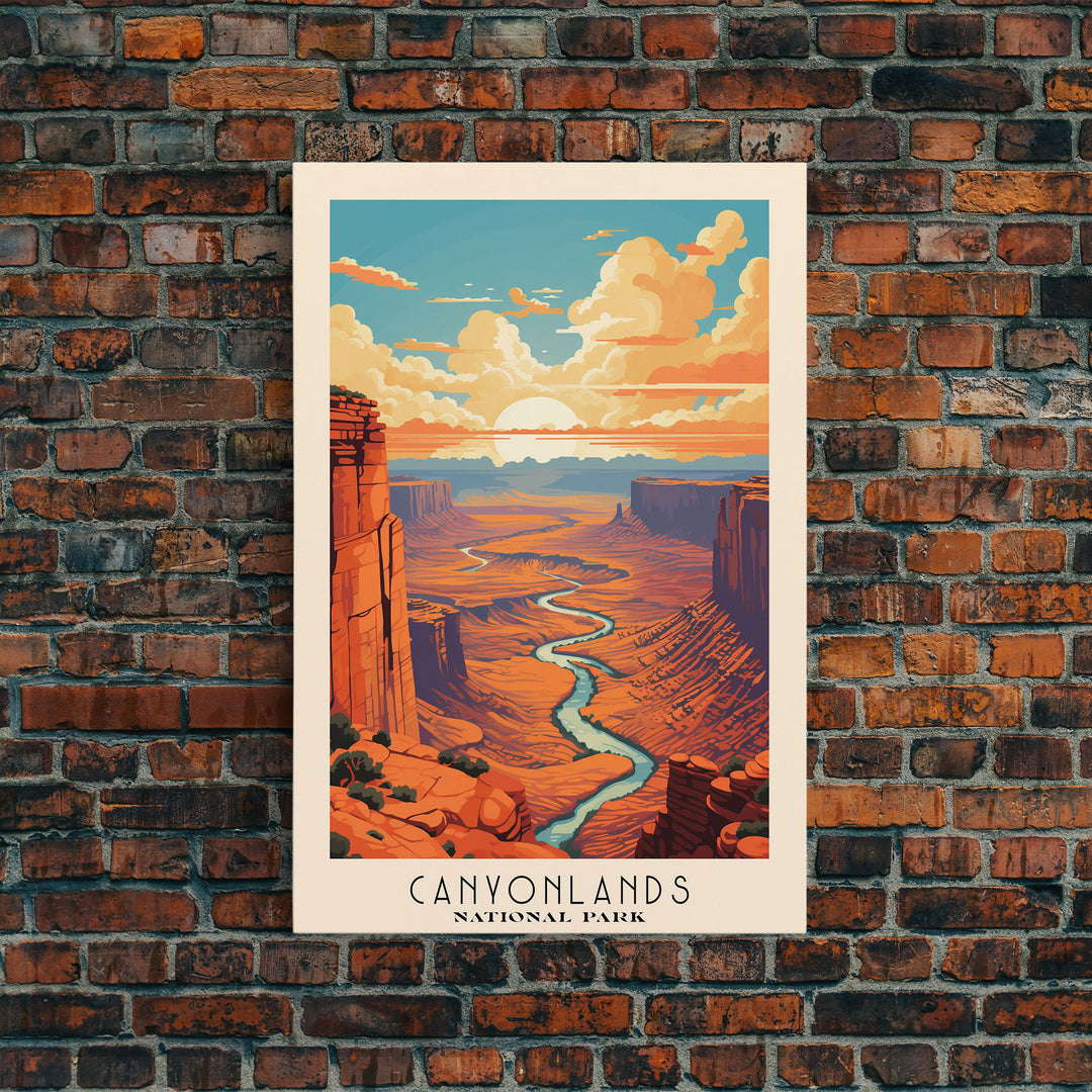 Canyonlands National Park Utah Travel Art, National Park Print, Minimalist Travel Art, Midcentury Modern Style Landscape Painting