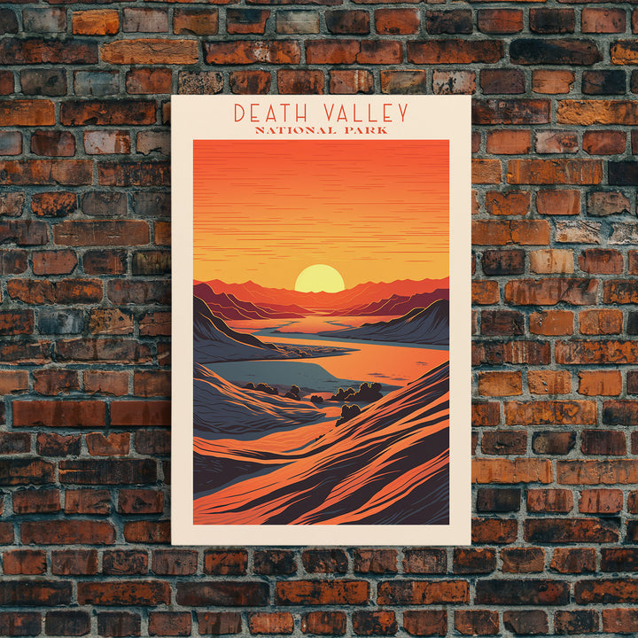 Death Valley National Park California Travel Art, National Park Print, Minimalist Travel Art, Midcentury Modern Style Landscape Painting