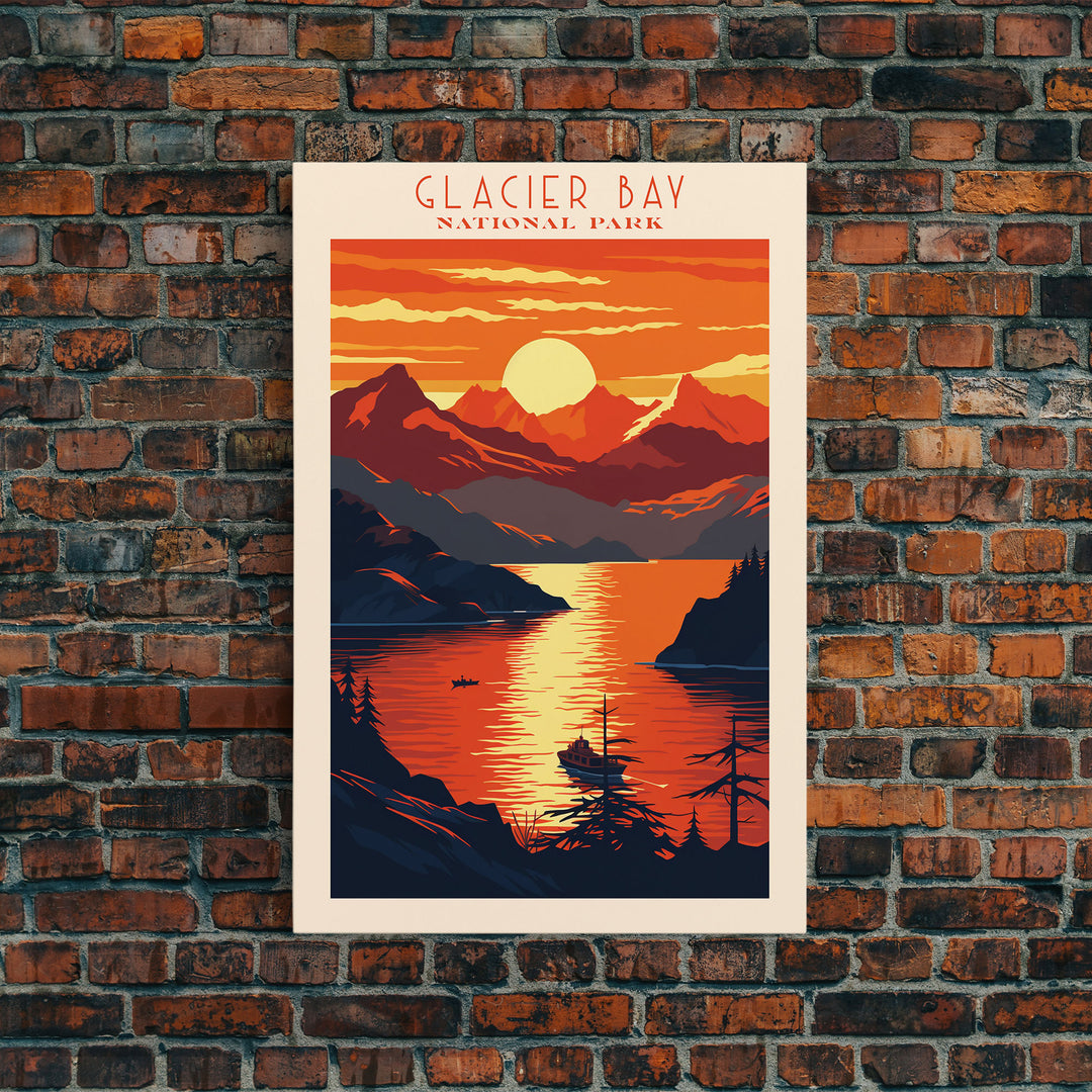 Glacier Bay National Park Travel Poster Art, Canvas Print Wall Art, Alaska Travel Art, Midcentury Modern Travel Decor, MCM Wall Art