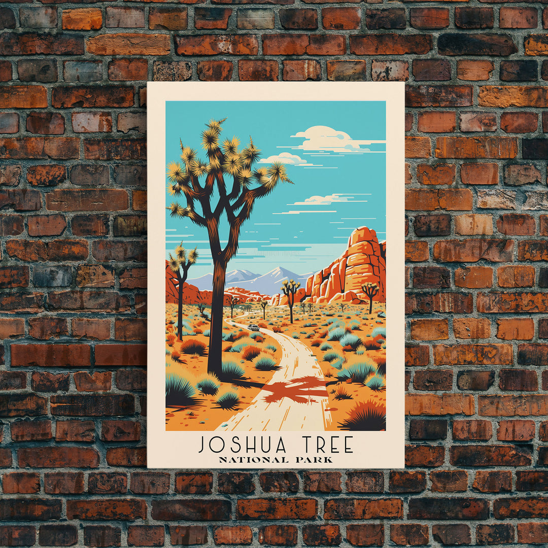 Joshua Tree National Park, California Travel Art, National Park Print, Minimalist Travel Art, Midcentury Modern Retro Style Landscape