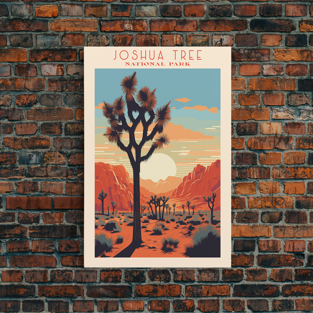 Joshua Tree National Park California Travel Art, National Park Print, Minimalist Travel Art, Midcentury Modern Style Landscape Painting