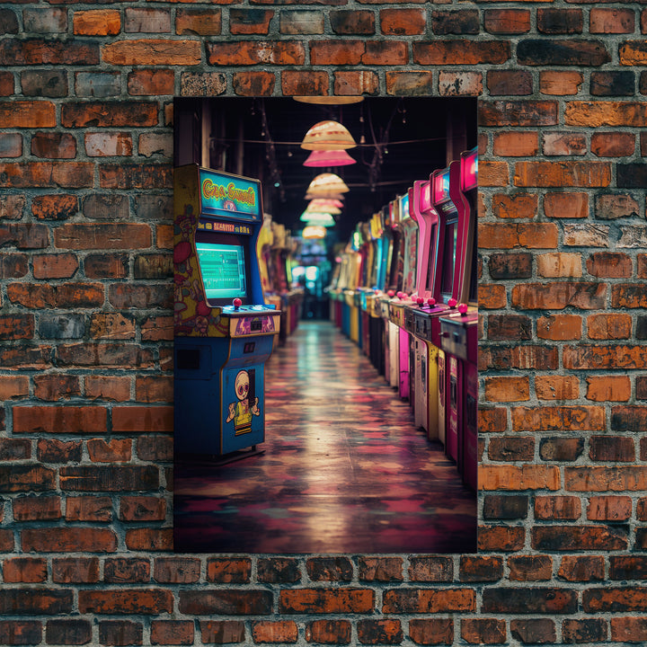 Retro Arcade, Arcade Machine, Game Room Art, Video Game Art, Retro Gaming, Video Game, Canvas Print, Wall Hanging, Portrait Art, Office Art