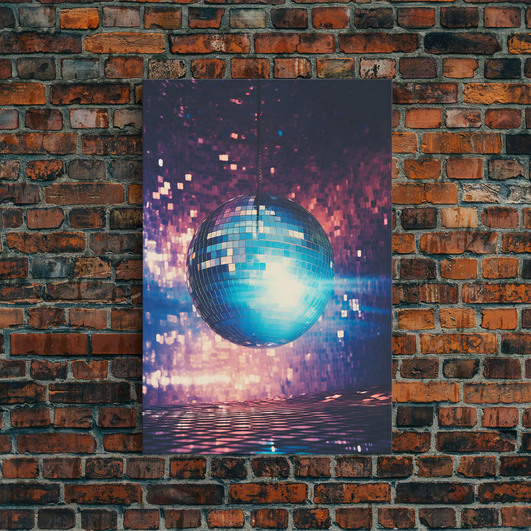 Disco Ball Print, Disco Ball Decor, Canvas Print, Wall Hanging, Portrait Art, Retro Wall Art, Trendy Wall Art, Game Room Decor, Couple Gift