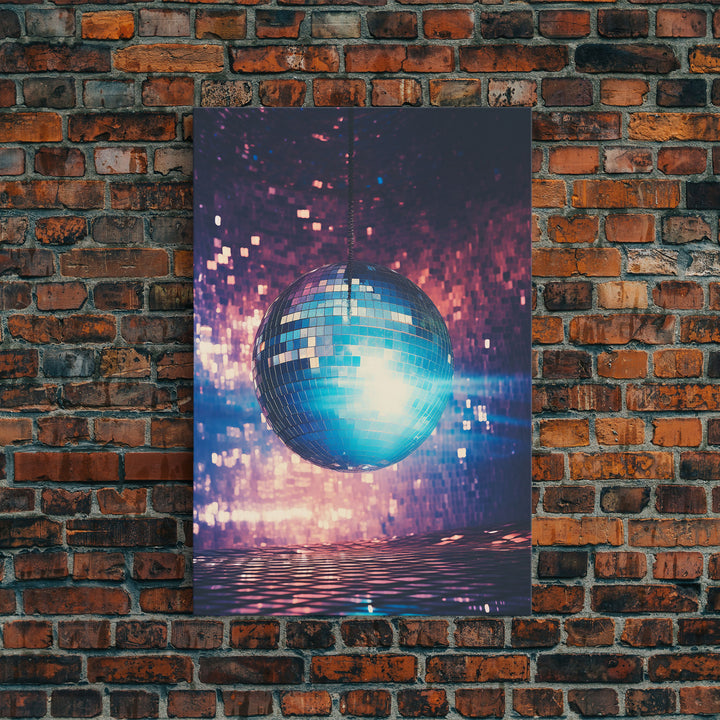 Disco Ball Print, Disco Ball Decor, Canvas Print, Wall Hanging, Portrait Art, Retro Wall Art, Trendy Wall Art, Game Room Decor, Couple Gift