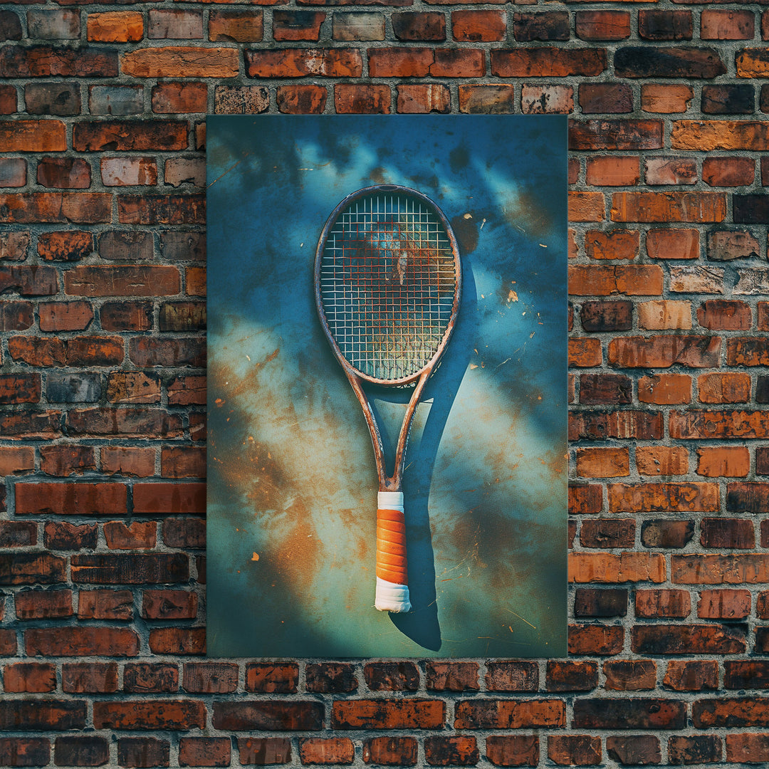 Tennis Racket, Tennis Wall Art, Sports Wall Art, Canvas Print, Wall Hanging, Portrait Art, Tennis Gifts, Preppy Wall Art, Bookshelf Decor