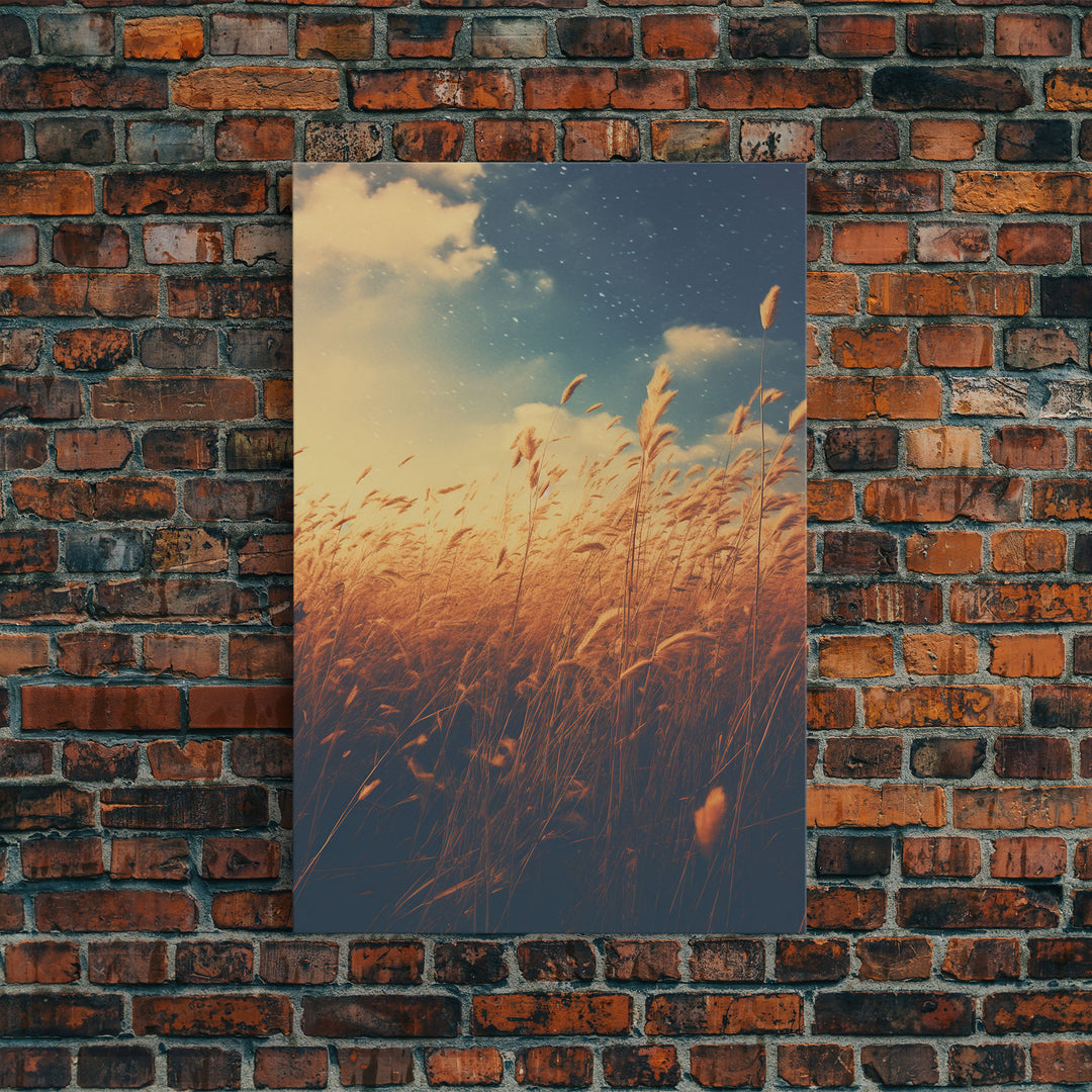 Wheat Field Print, Farmhouse Wall Decor, Cocktail Wall Art, Canvas Print, Wall Hanging, Portrait Art, Country Home Decor, Rustic Wall Decor