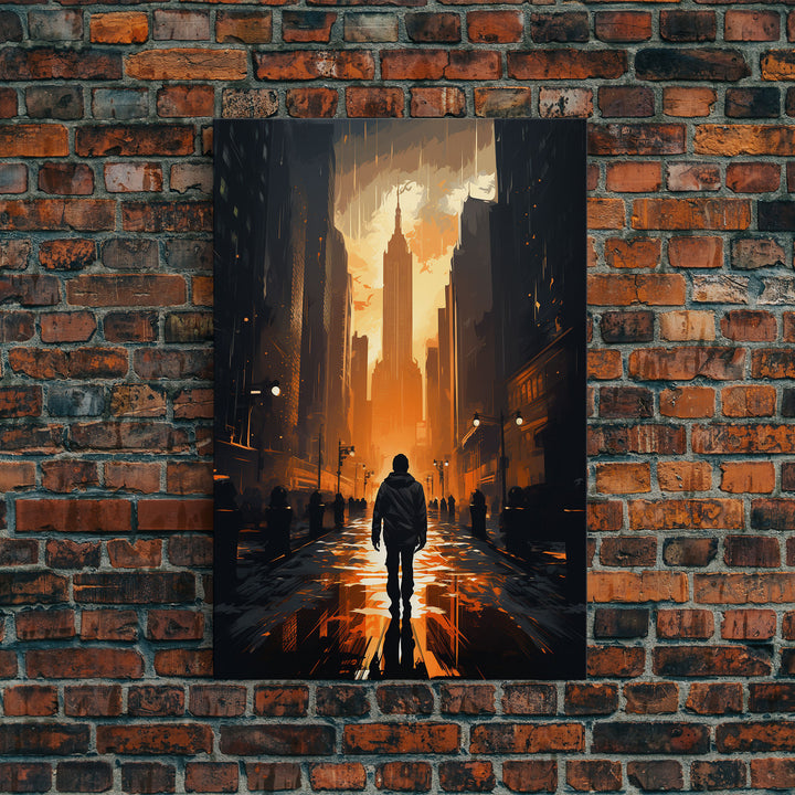 Dystopian Art, City, Urban Art, Cityscape Art, Canvas Print, Wall Hanging, Portrait Art, Gift For Coworker, Video Game Art, Tiny House Decor