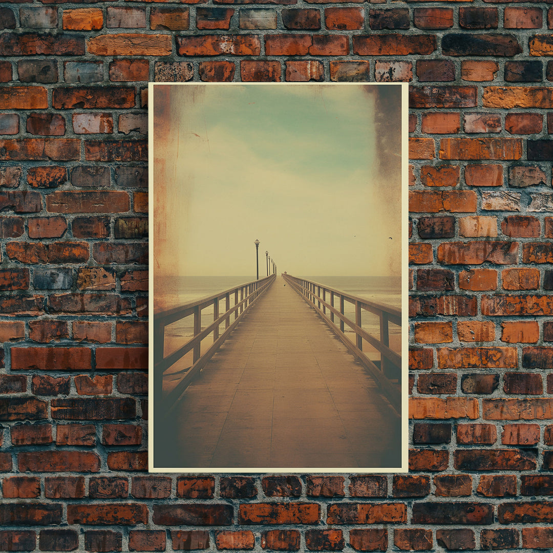 Pier, Minimalist Art, Ocean Art, Coastal Wall Art, Canvas Print, Wall Hanging, Portrait Art, Beach House Wall Decor, First Home Gift