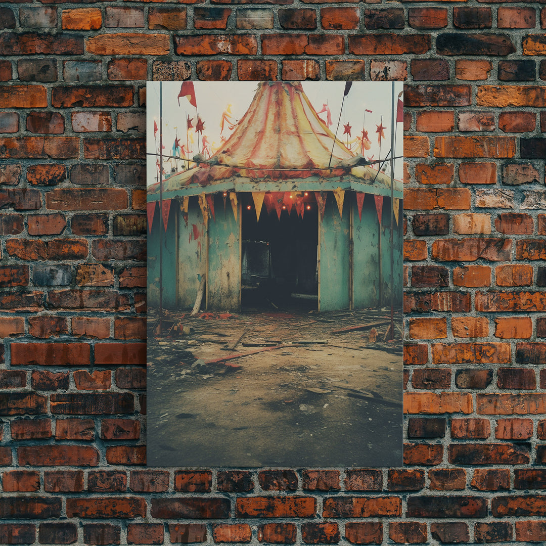 Carnival Art, Circus Tent, Minimalist Art, Canvas Print, Wall Hanging, Portrait Art, Creepy Wall Decor, Spooky Art Print, Modern Prints